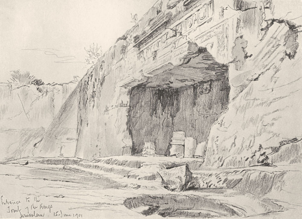 JERUSALEM. The so-called tombs of the kings 1902 old antique print picture